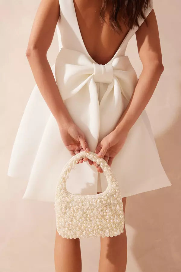 White Pearl Top Handle Bag