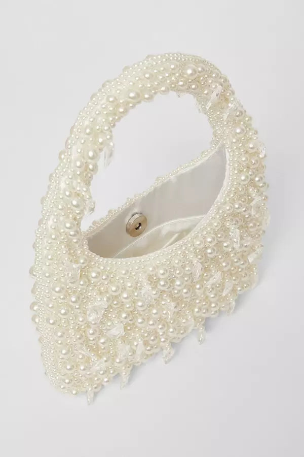 White Pearl Top Handle Bag
