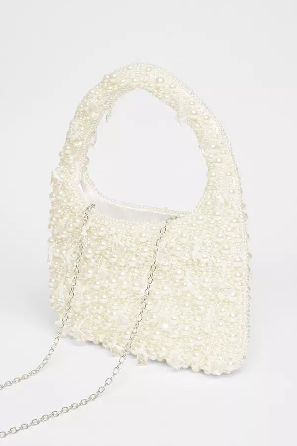 White Pearl Top Handle Bag