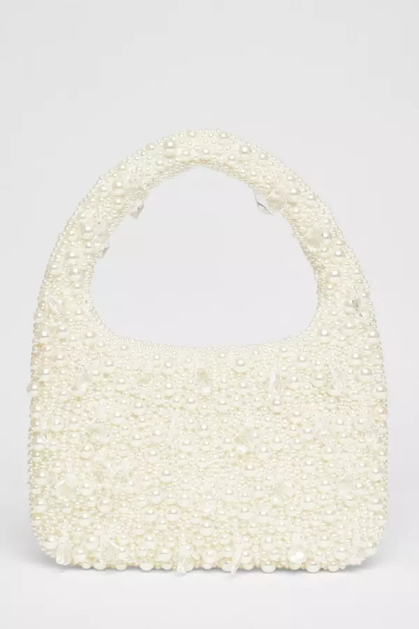 White Pearl Top Handle Bag