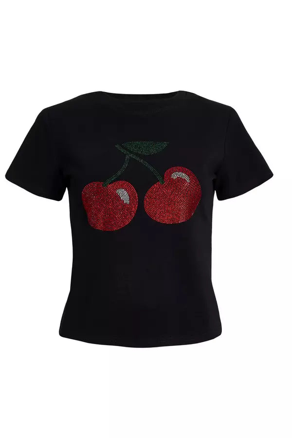 Black Diamante Cherry Top