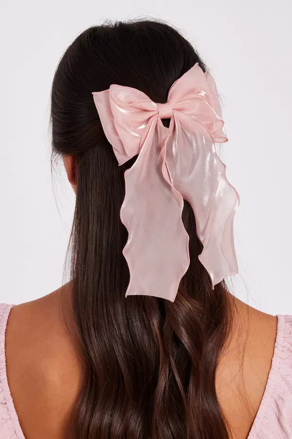 Pink Organza Hair Bow