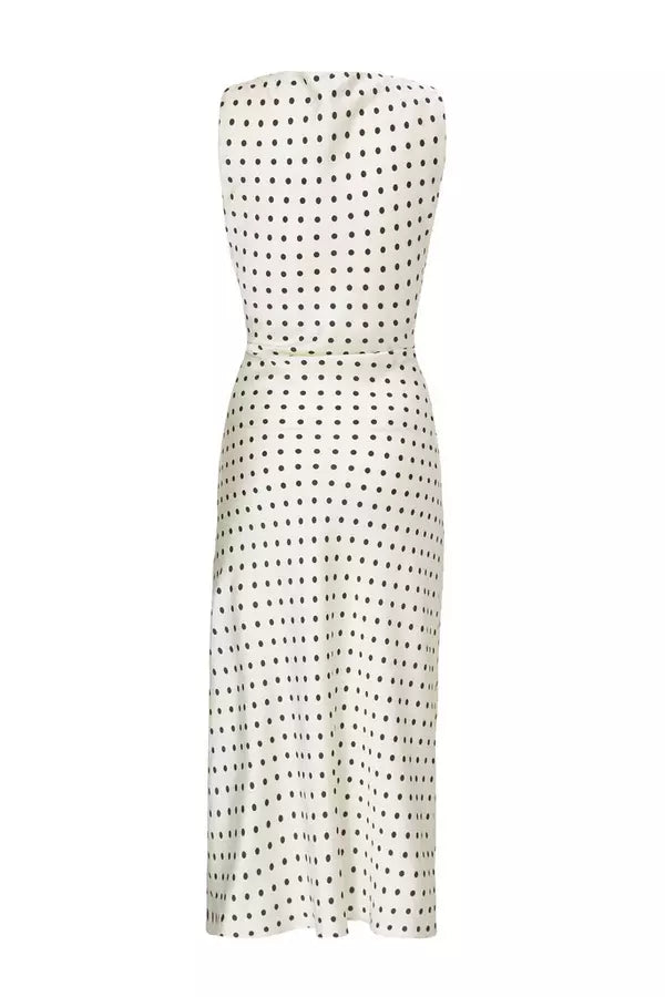 Petite Cream Satin Polka Dot Midaxi Dress