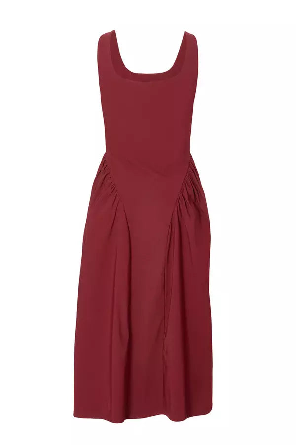 Petite Dark Red Ruched Side Midaxi Dress