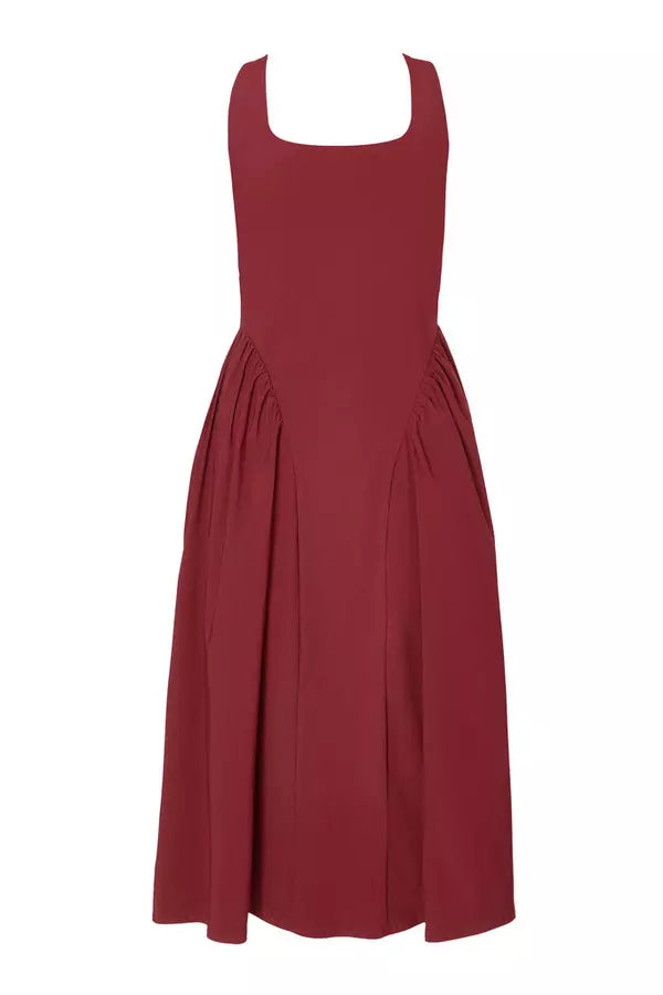 Petite Dark Red Ruched Side Midaxi Dress