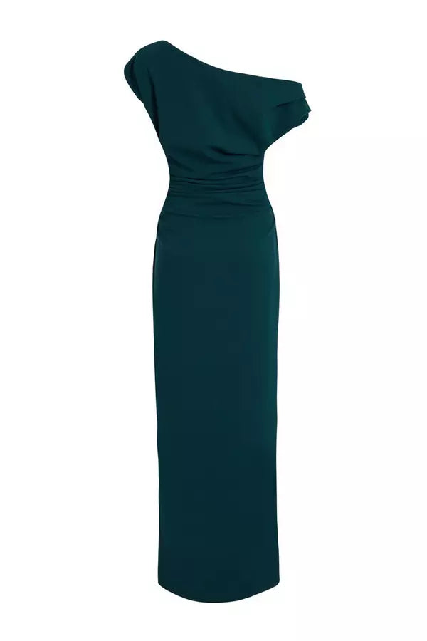 Bottle Green Asymmetric Maxi Dress