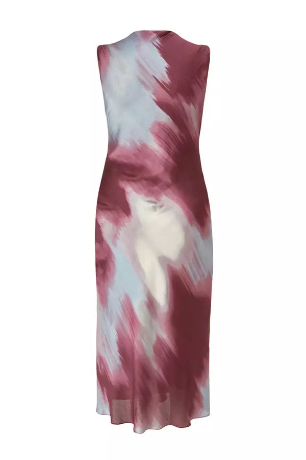 Curve Dark Red Printed Satin Midaxi Dress