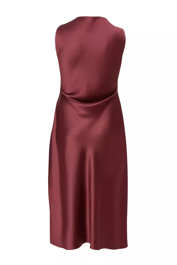 Curve Dark Red Satin Midaxi Dress