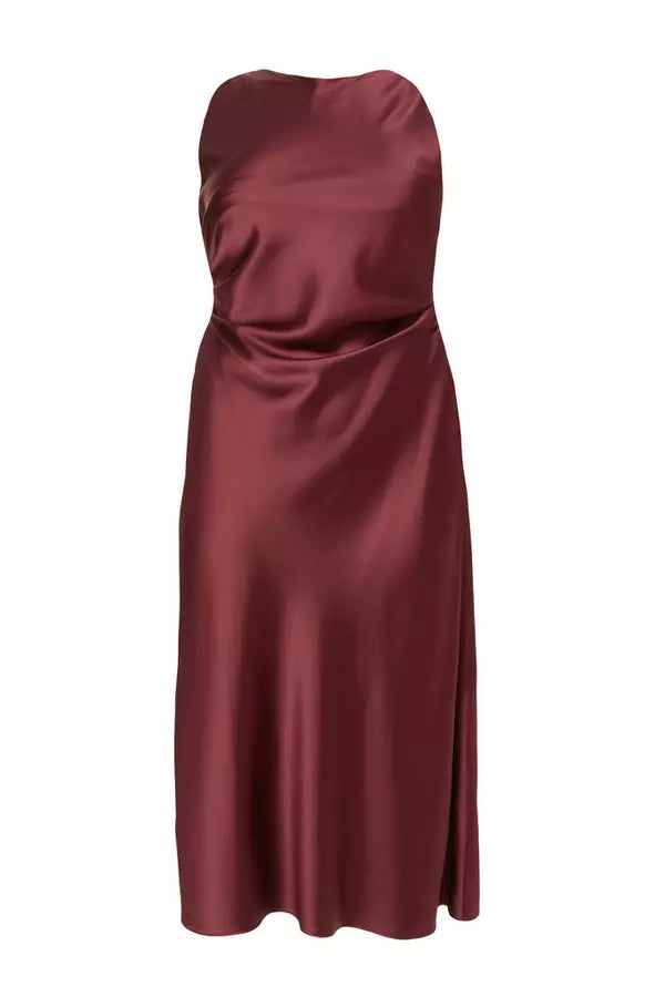 Curve Dark Red Satin Midaxi Dress