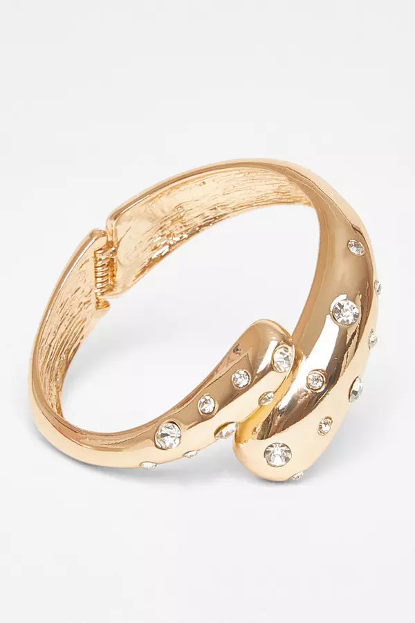 Gold Diamante Spiral Cuff Bracelet