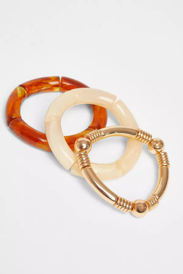 Brown Resin Bracelet Set