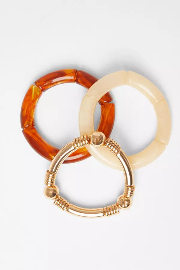 Brown Resin Bracelet Set