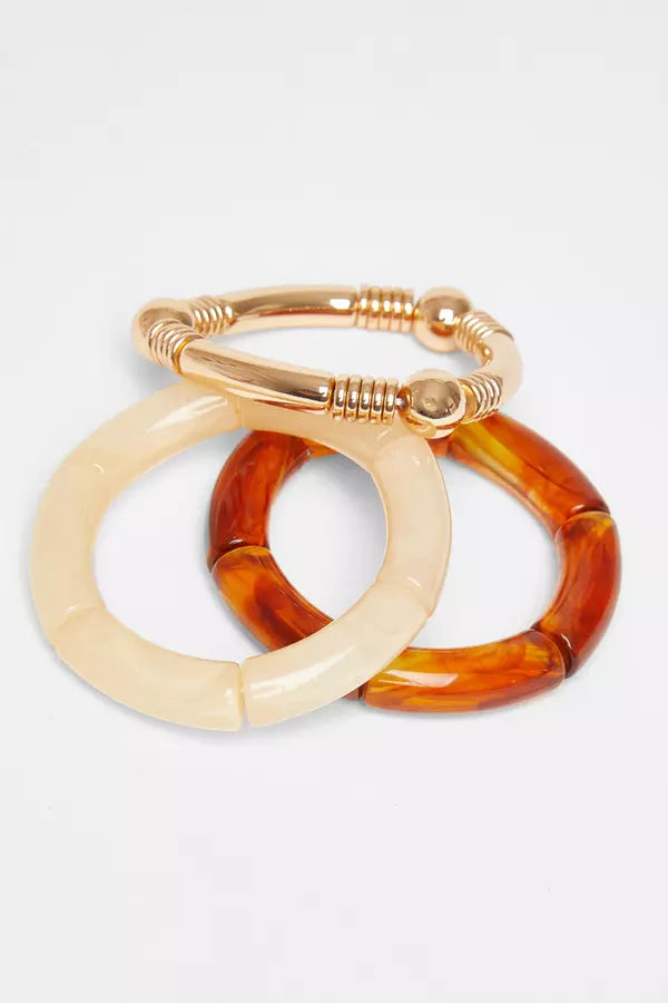 Brown Resin Bracelet Set