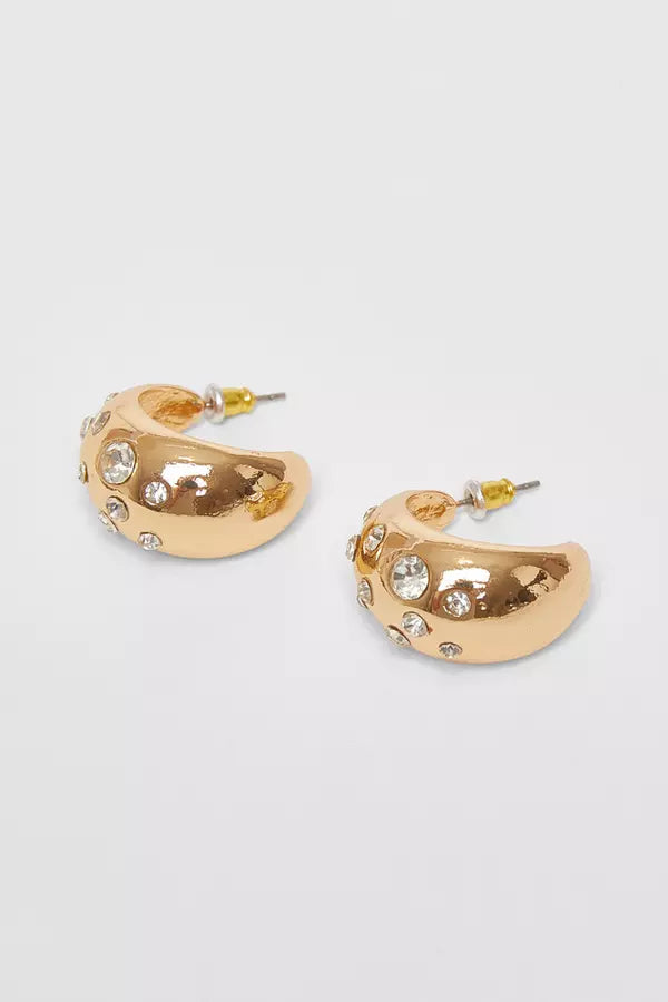 Gold Diamante Tear Drop Earrings