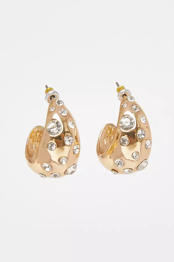 Gold Diamante Tear Drop Earrings