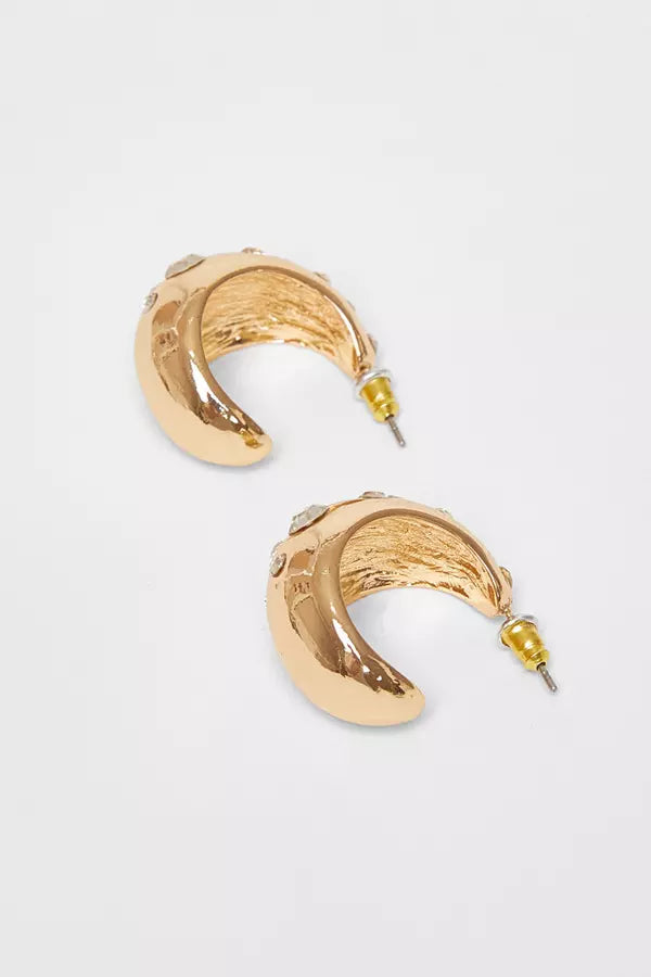 Gold Diamante Tear Drop Earrings