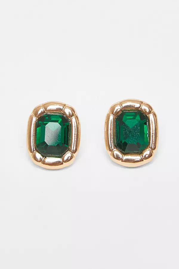 Green Jewel Stud Earrings