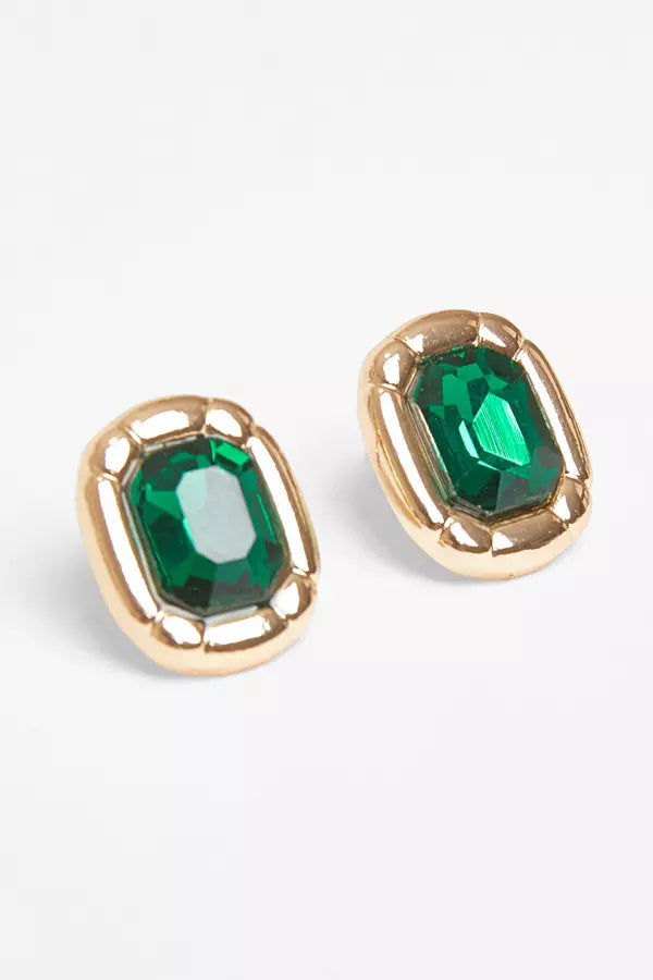 Green Jewel Stud Earrings