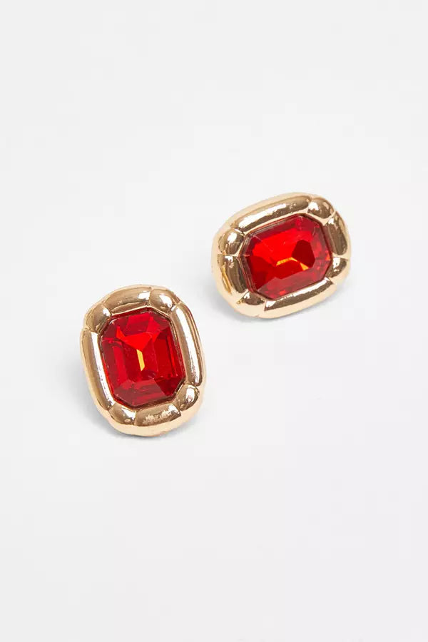 Red Jewel Stud Earrings