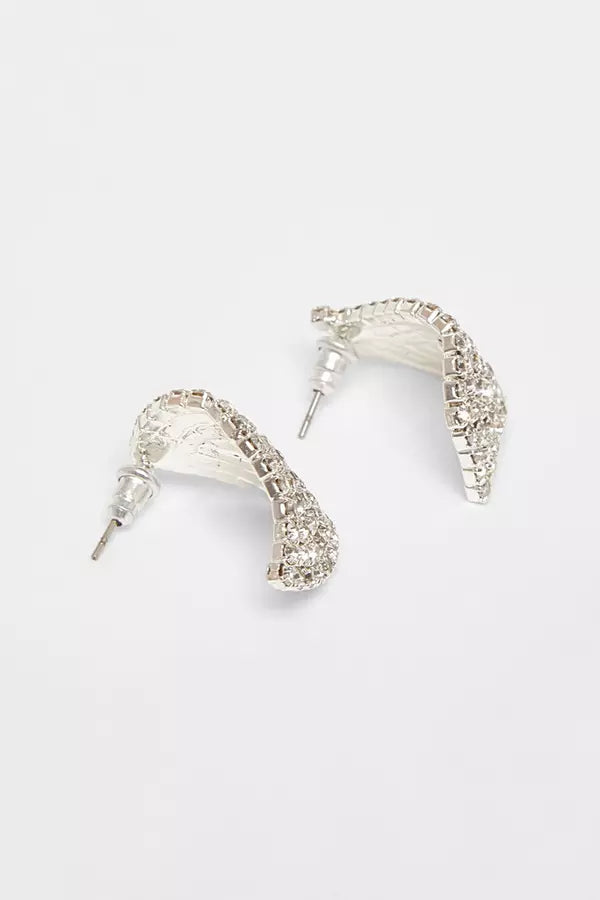 Silver Diamante Curve Earrings