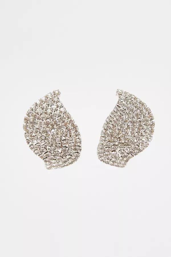 Silver Diamante Curve Earrings
