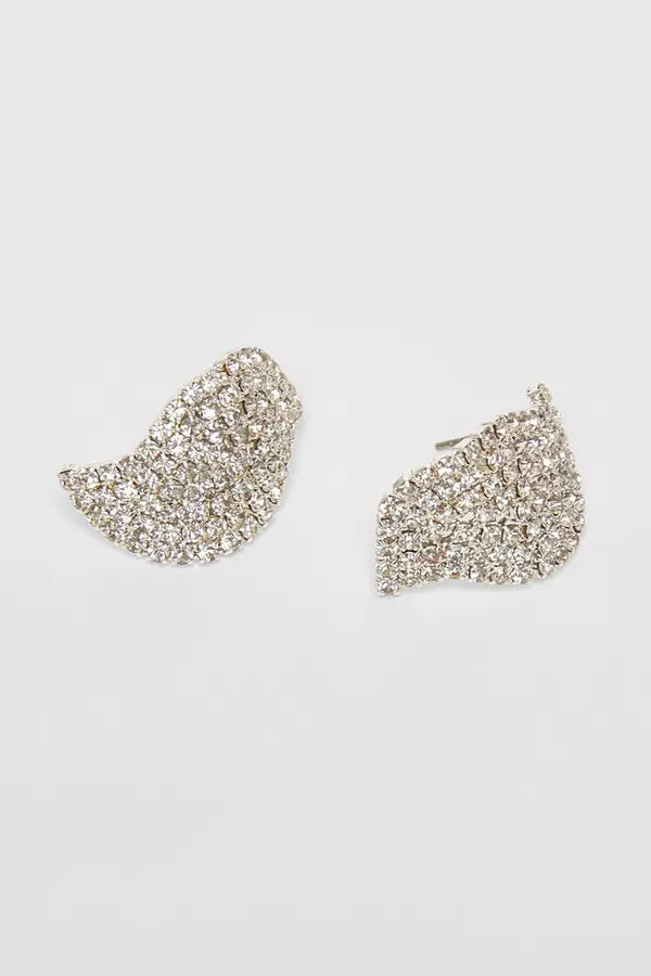 Silver Diamante Curve Earrings