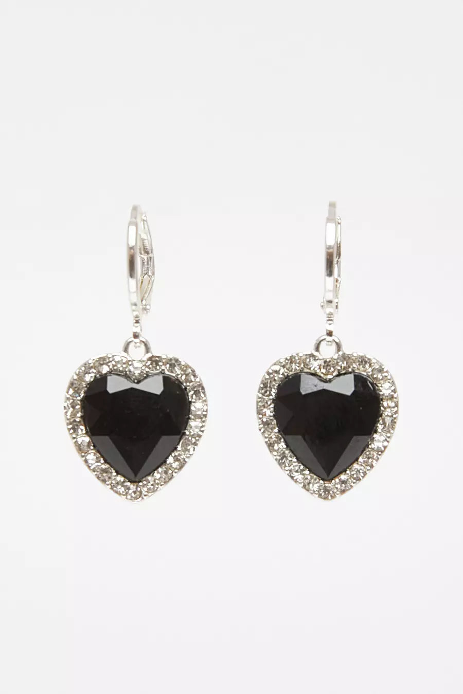 Black Diamante Heart Hoop Earrings