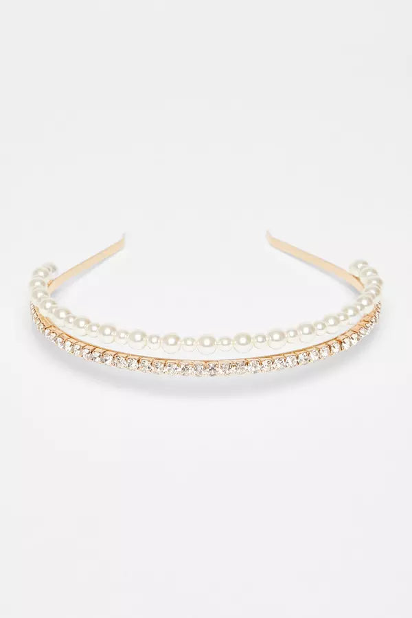 Gold Diamante Pearl Headband