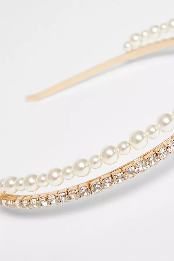 Gold Diamante Pearl Headband
