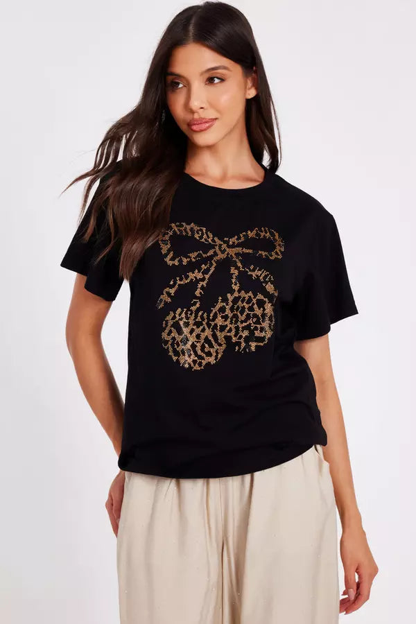 Black Leopard Print Cherry Top