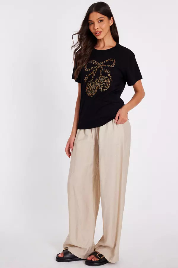 Black Leopard Print Cherry Top