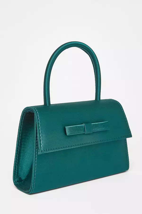 Green Bow Trim Top Handle Bag