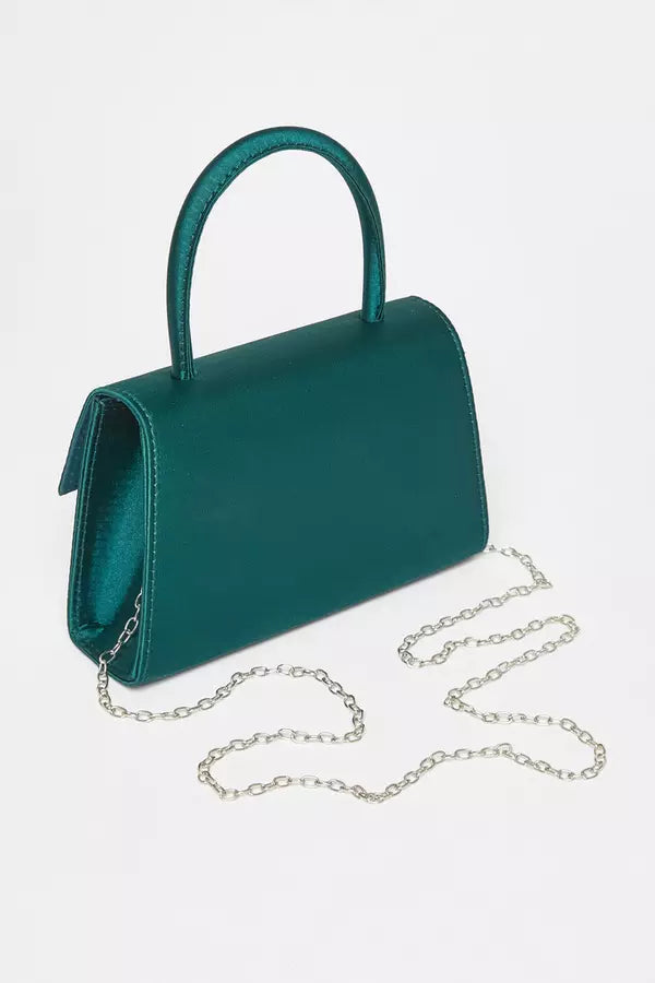 Green Bow Trim Top Handle Bag