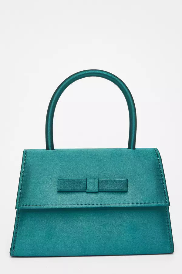 Green Bow Trim Top Handle Bag