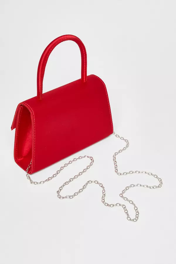 Red Bow Trim Top Handle Bag