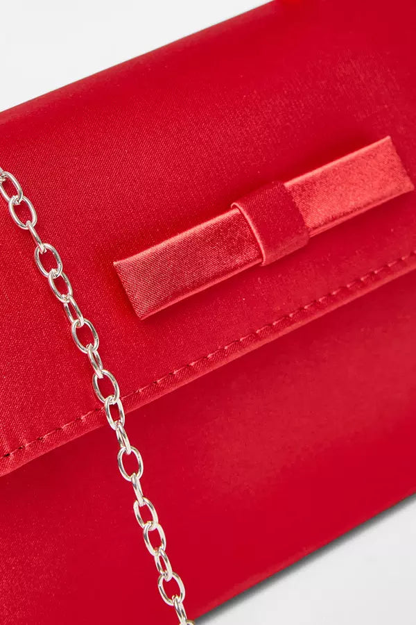 Red Bow Trim Top Handle Bag