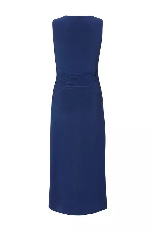 Petite Navy Gold Buckle Midaxi Dress