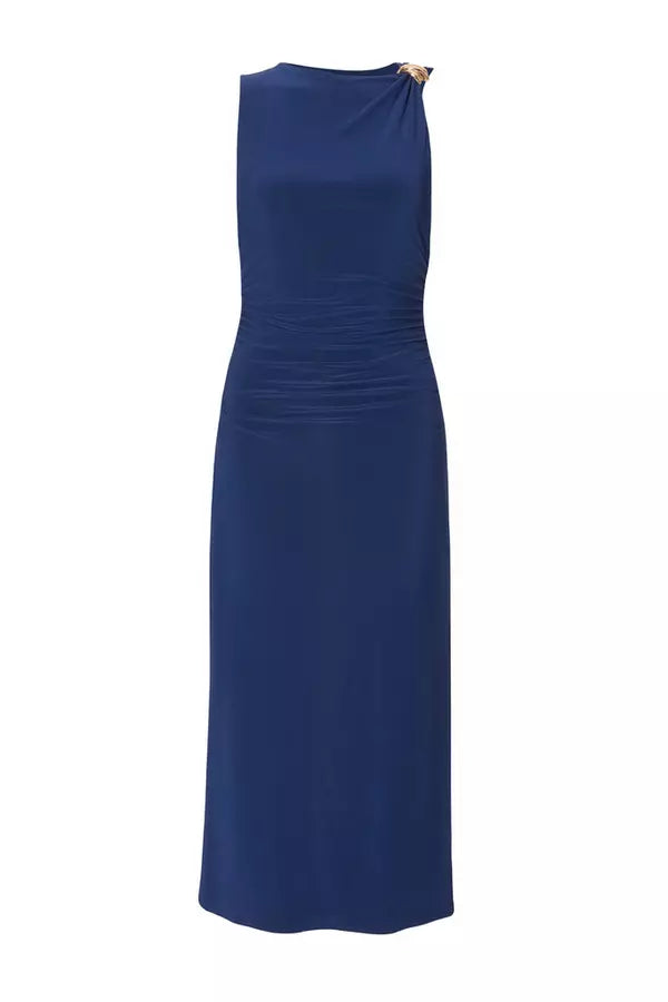 Petite Navy Gold Buckle Midaxi Dress
